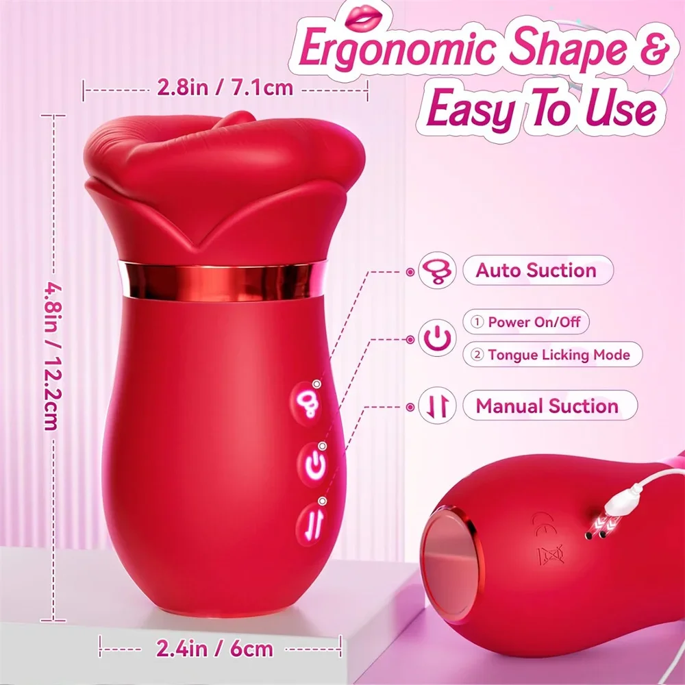 Rose Tongue licking Oral Sucking Vibrator for Women Clit Stimulator Female Masturbation Sucker Sex Toy For Women JoinJJtoy sex toys