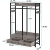 Freestanding Closet Organizer for Hanging Clothes, Heavy Duty Garment Rack with 4 Drawers, 8 Hooks and Storage Shelves, Wardrob 6