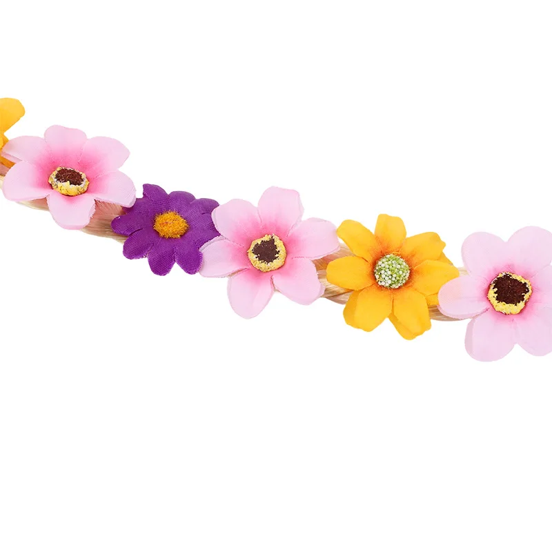 1/2 Stück Prinzessinnen-Blumen-Stirnband, Feen-Kostüm, geflochtenes langes Zopf-Stirnband, Mädchen-Einhorn-Geburtstagsparty-Cosplay-Kopfschmuck – Detail 10