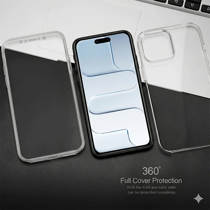 360° Full-Cover Crystal Clear Case with Built-in Screen Protector