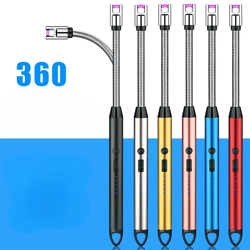 Description Picture 2 of item2025 Windproof Kitchen Electric USB Lighter Long Candle BBQ Gas Stove Ignition Camping Rechargeable Arc Flameless Plasma Lighter