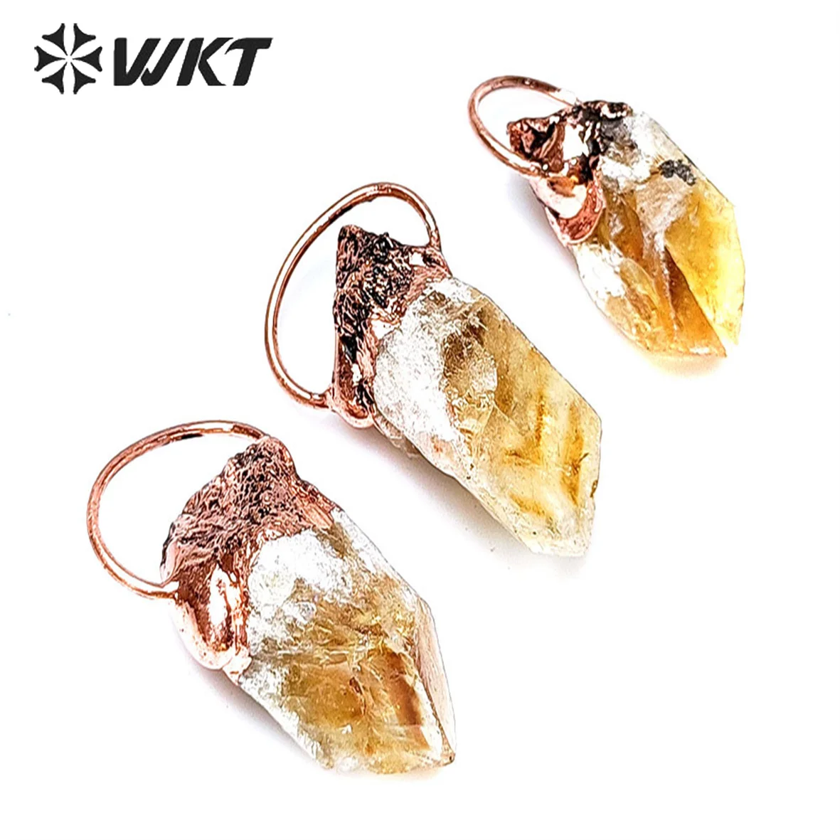 

WT-P1845 WKT 2022 HOT SALE Druzy Yellow Citrine Pendant For Birthday Gift Beautiful Jewelry Gold-Plate Pendant Accessory New