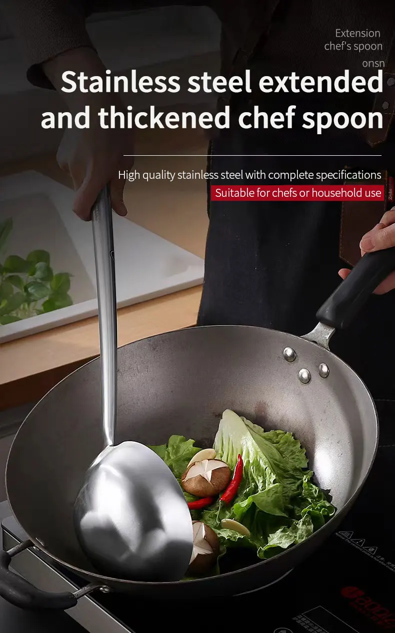 Description Picture 2 of itemThickened Stainless Steel Spatula Household Frying Spatula Spoon Restaurant Chef Large Frying Spoon Iron Frying Spatula