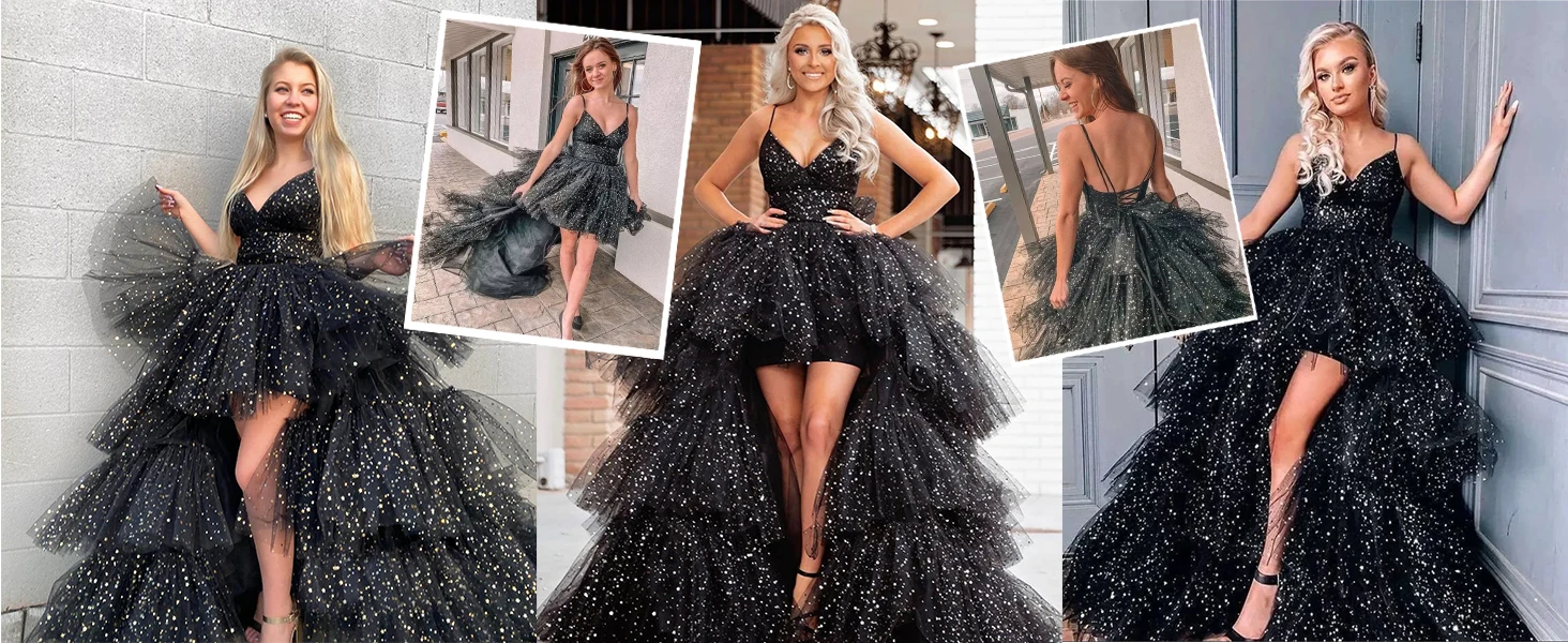 Glitzerndes Pailletten-Ballkleid für Damen, mehrlagiges Ballkleid