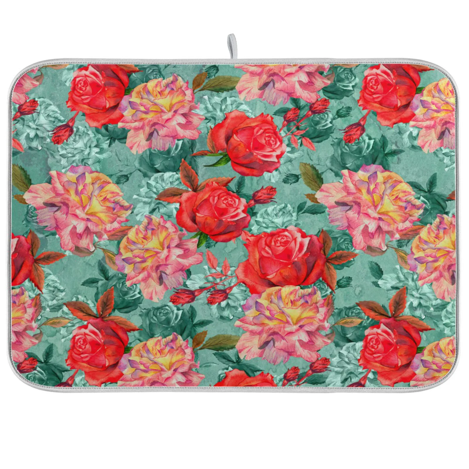 

Microfiber Dish Drying Mat For Kitchen Counter Red Rose Flowers Super Absorbent Tableware Pad Dish Mat Heat Resistant Placemat
