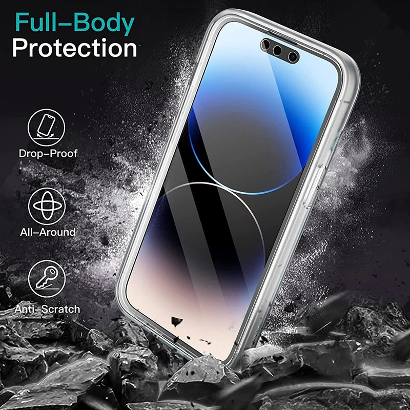 Carcasa completa 360 ° para iPhone 13 - Carcasa de cuerpo completo +  Protector de pantalla