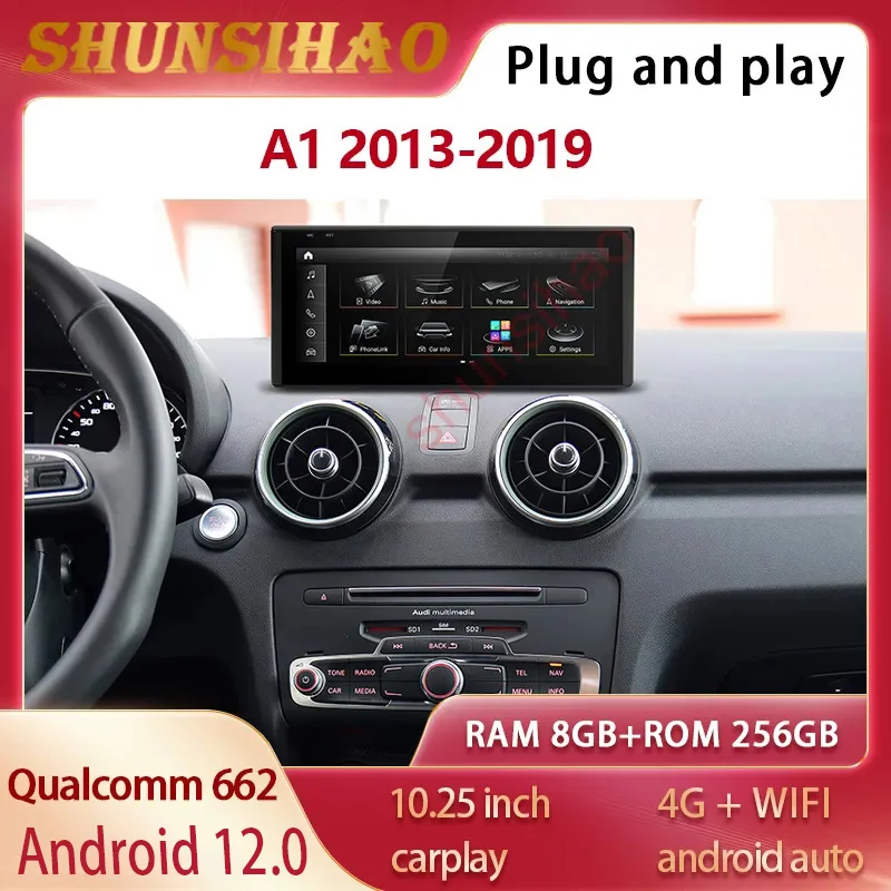 

Автомобильное радио ShunSihao Qualcomm 662, мультимедийный android 12 GPS для A1 2013-2019, Автомагнитола для carplay 256G