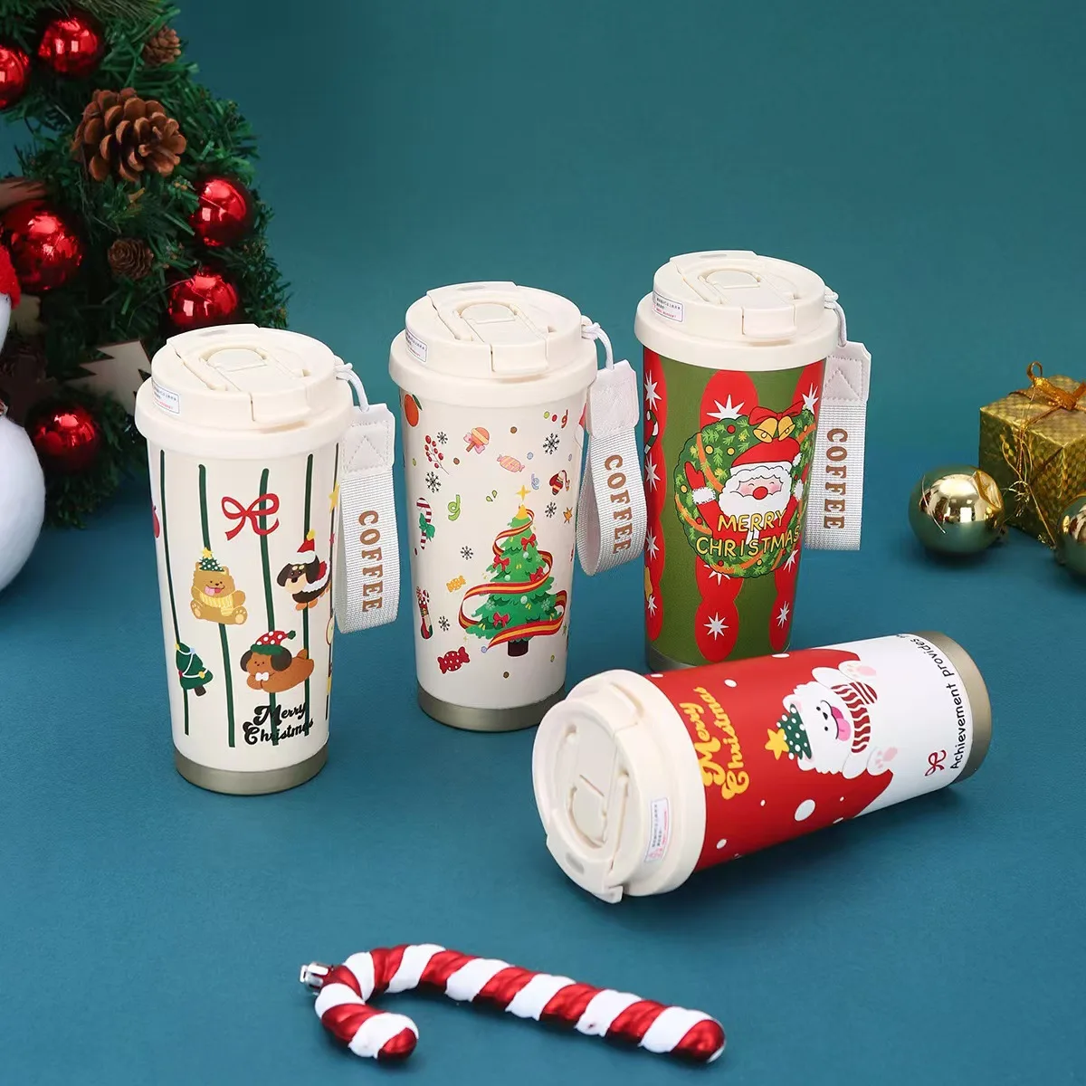 Christmas Gift for Couple 316 Stainless Steel Thermos Cute Insulated Coffee Tumbler Coffee Cup Large Capacity Travel Mug for Her