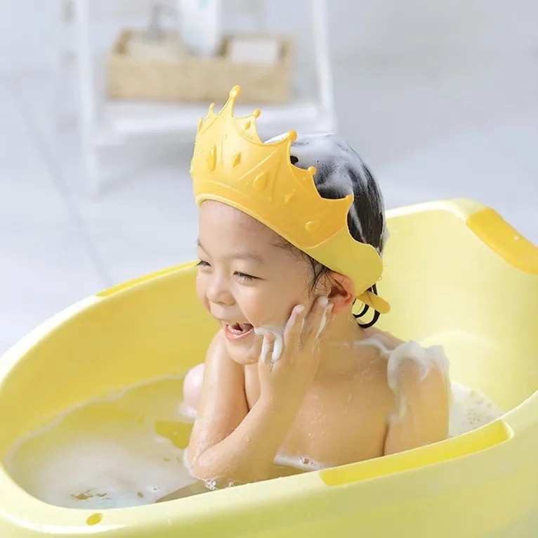 Baby Swim Shower Cap Bath Shampoo Adjustable Eye Protection Head Water Cover Baby Care Wash Hair Shower Cap For 0-6 Years Kids 3