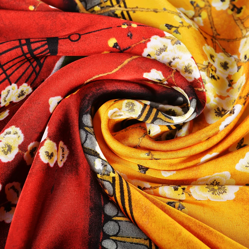 BYSIFA Letters Silk Scarf Shawl Spring Fall Fashion Square Coffee Orange Scarves Foulard Winter Women Headscarves Accessories 5