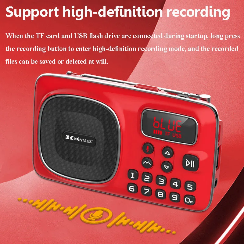 Mini LED Screen FM Radio Portable Radios Receiver Wireless Bluetooth Speaker HD Recording Handsfree Call Music Box Rechargeable