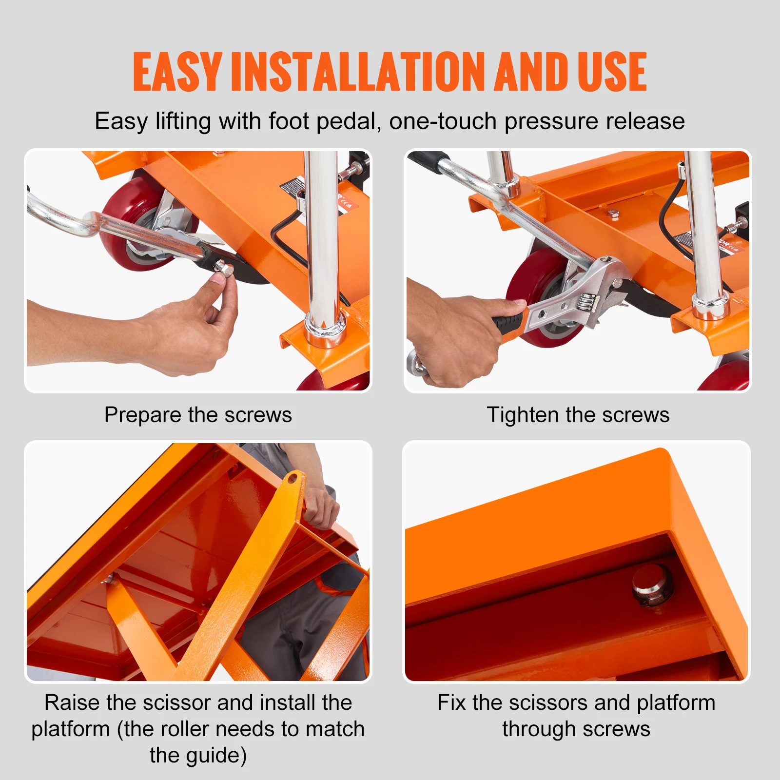 Manual Hydraulic Lift Table Cart with 1100lbs Capacity