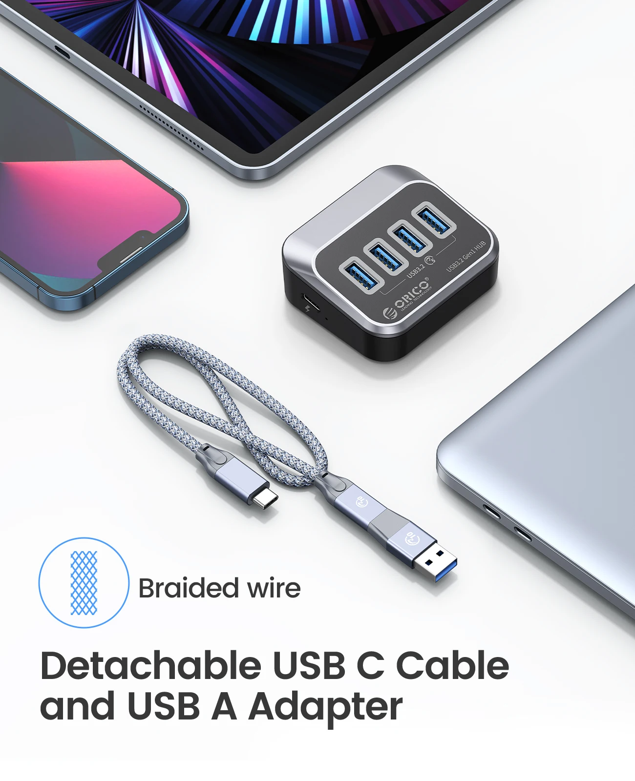ORICO ABS 전원 공급용 5GBPS 허브 PD18W 충전 USB3.2C형 허브 카드 리더 디스펜서, 전원 어댑터 장착, 데스크톱 PC 액세서리에 적합합니다.