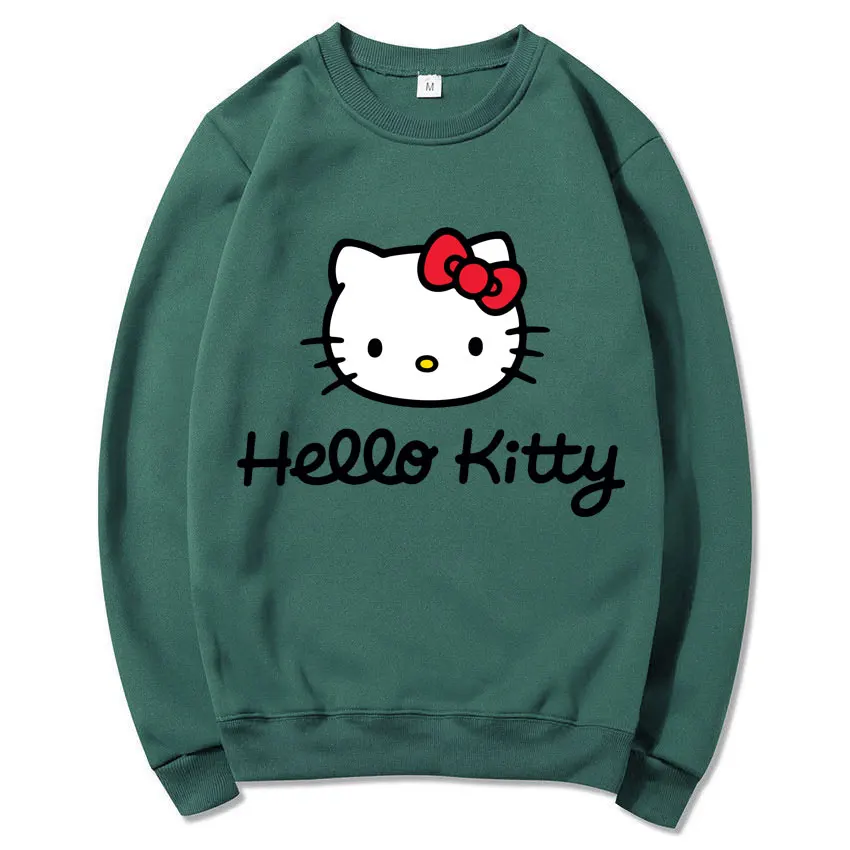 Sudadera con capucha de Hello Kitty para hombre y mujer, jersey de cuello redondo con dibujos animados de Anime, ropa de moda para parejas, Tops de primavera y otoño, novedad de 2024