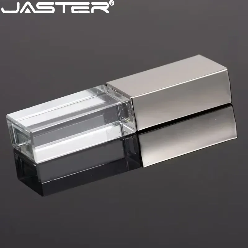 JASTER 크리스탈 USB 스틱 3D 인쇄 무료 커스텀 로고, USB 플래시 펜 드라이브, 투명 유리 펜 드라이브 선물, 8GB, 16 GB, 32GB, 64GB