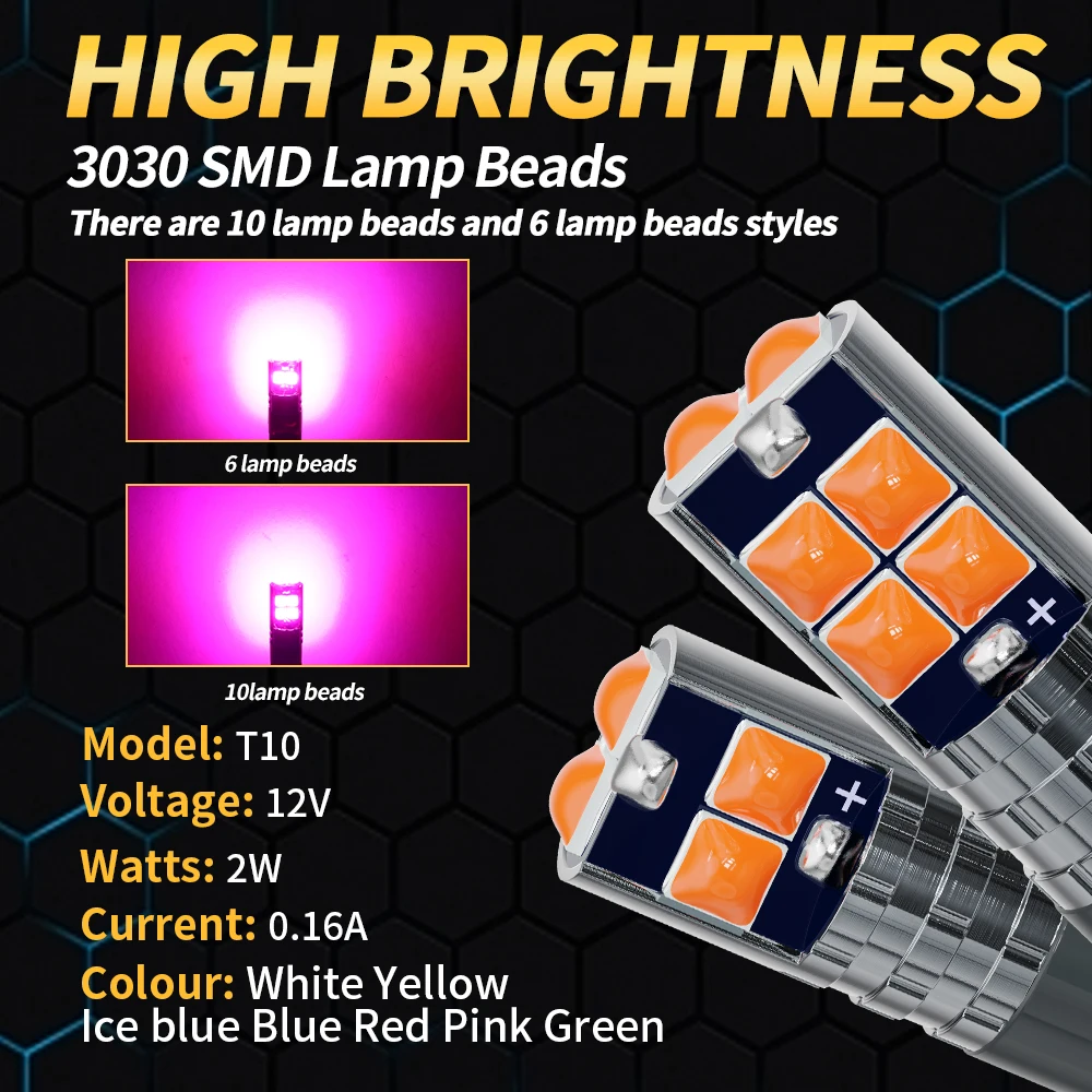 �ڵ��� ��ȣ ���� 501 194 ����, 3030SMD Ŭ����� ����, ������, ���׸��� ����, 6000K ȭ��Ʈ ���̽� ����, 3D LED W5W T10, 1 ��