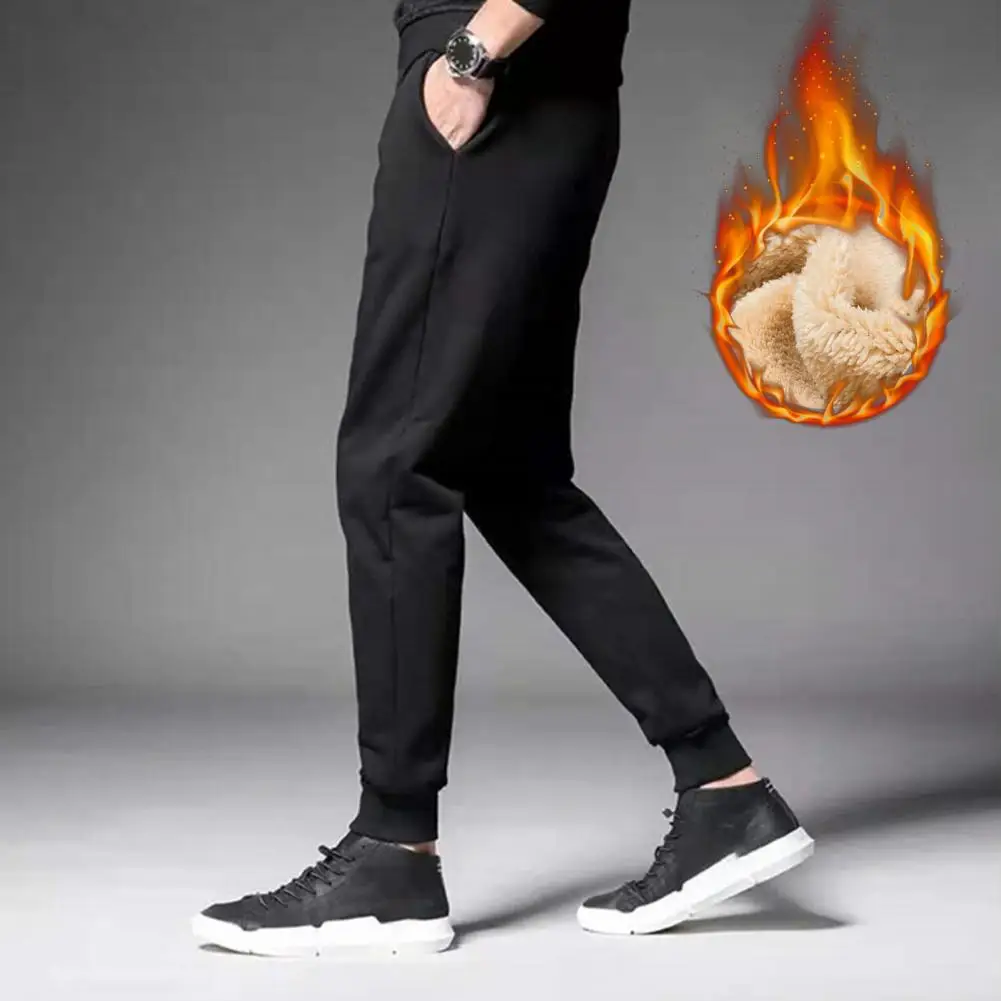 

Winter Men's Cotton Tight Track Pants Fleece-Lined Thick Lambskin Knitted Sweatpants Casual Pants Men's Factory Direct Supply
