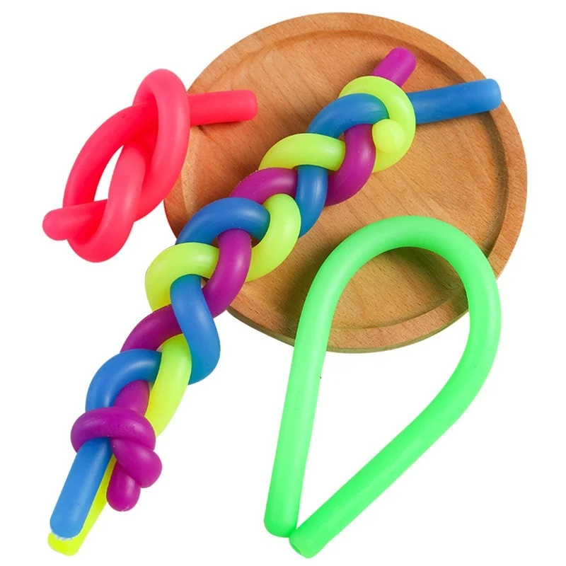 Colorful Soft Rubber Decompression Elastic Rope Toys Children DIY Winding Pull Noodle Rope Toy Party Game Props Gifts