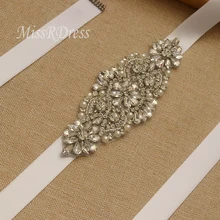 MissRDress Crystal Wedding Belt Hand Beaded Bridal Belt Silver Rhinestones Wedding Dresses Sash For Bridal Accessories JK850