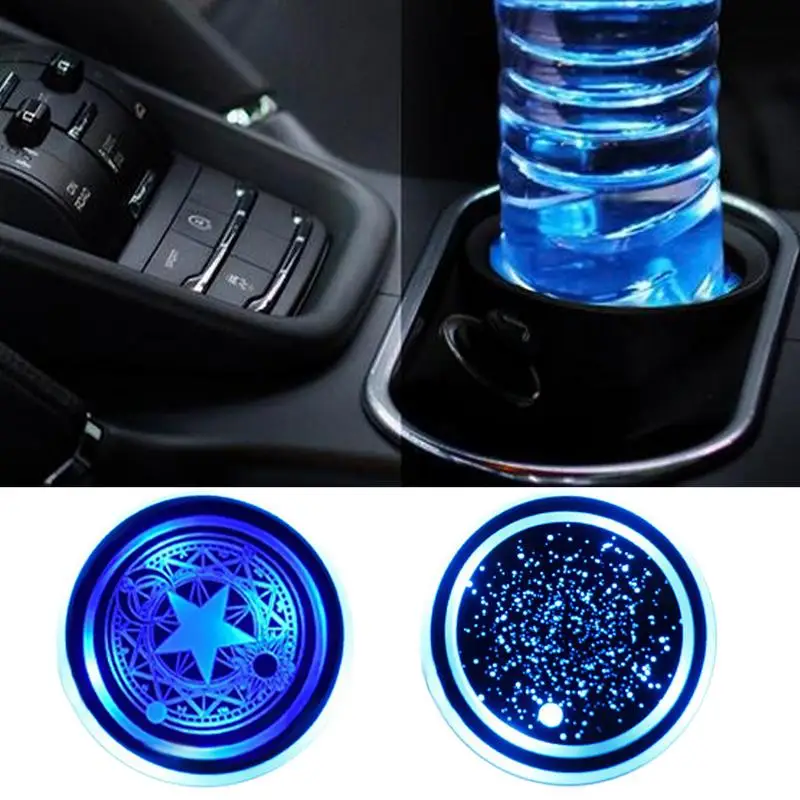 1PC 7 Colors Car LED Luminous Water Cup Pad Auto Cup Bottle Holder Coaster Anti-slip Pad Mats Interior Atmosphere Light Decor