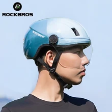 ROCKBROS – Casque de moto, vélo, VTT ou cyclisme pour homme et femme,fonctionnement électrique avec des lunettes de sécurité, protection sur la route,