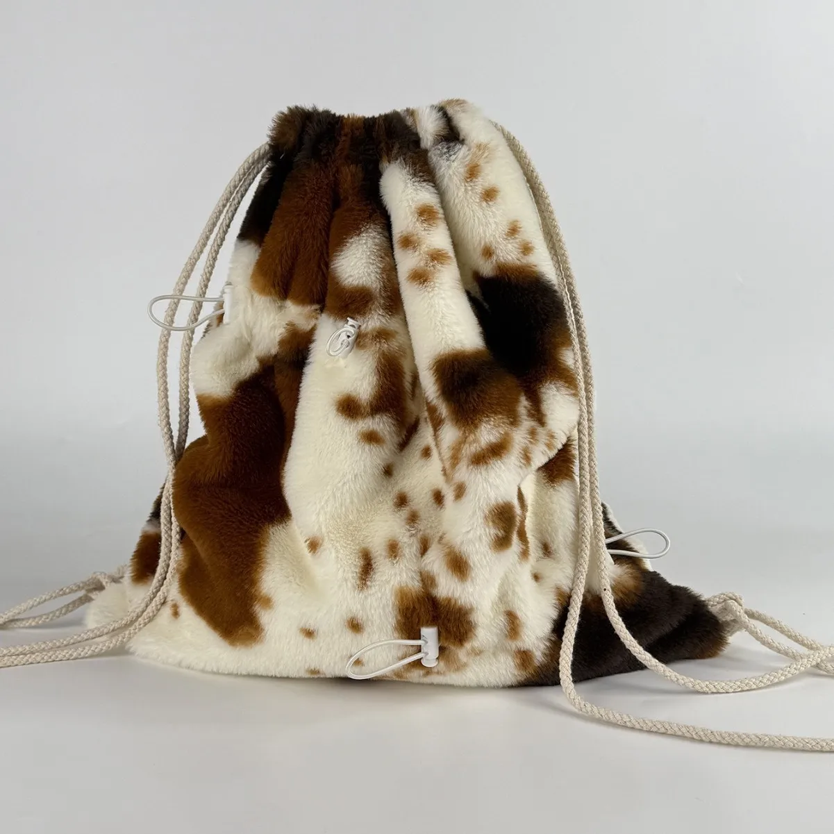 NEW backpack Cow Patterned Fur Warm Tote Fitness Bags Large Capacity Lightweight leopard print Shopping bucket Bag