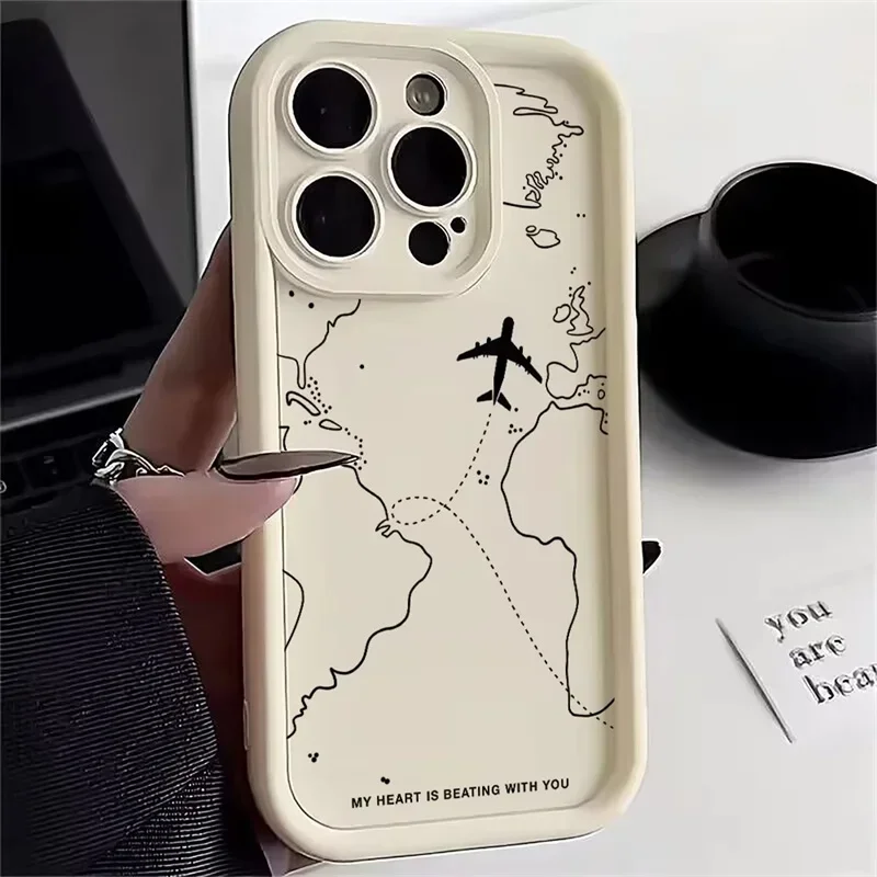 Travel-Inspired Airplane Route Anti-Fall Phone Case