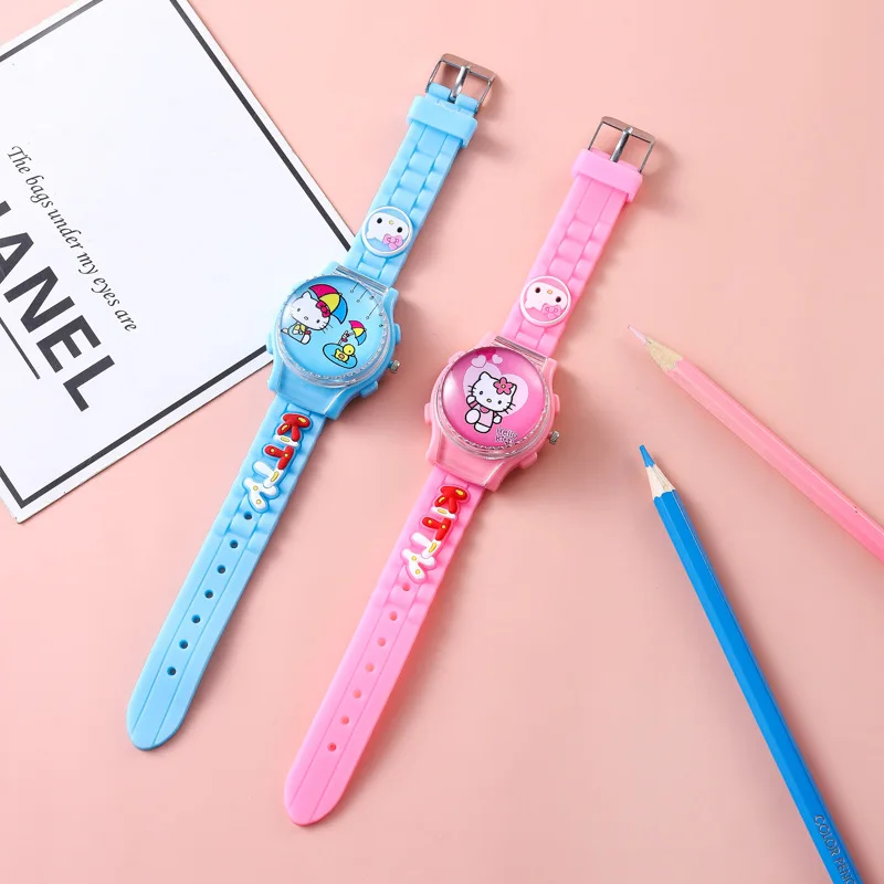 

Anime Sanrio Hello Kitty Kawaii Flip Watch Cartoon Rotatable Decompression Watches Children Birthday Christmas Halloween Gifts