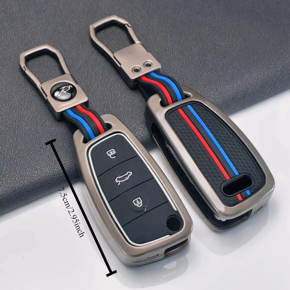 Fashion Metal & Silicone Key Case Cover - Premium Auto Remote Key Holder Jacket