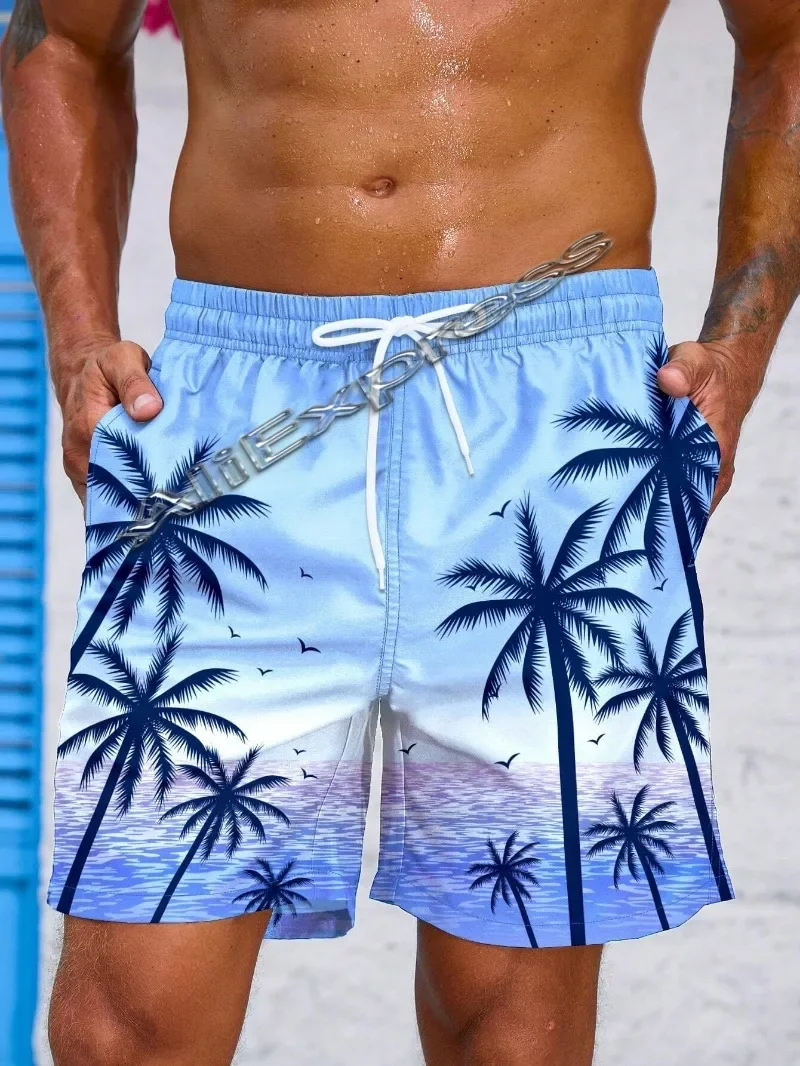 Summer Harajuku 3D Cocoanut Trees Printing Beach Shorts Palm Tree Graphic Board Shorts For Men Hawaiian Cool Swimming Trunks swim trunks