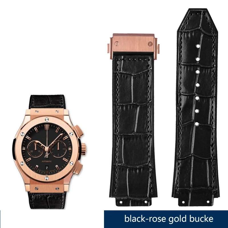 Bracelet Montre Cuir Et Silicone Pour Hublot Big Bang – Fermoir Déployant, Ajustable, 29x19x24mm - 7