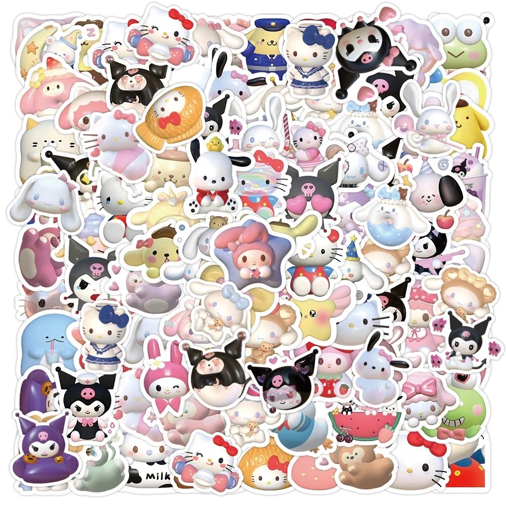 50/100pcs Cartoon Sanrio Stickers Kuromi My Melody For Kid DIY Scrapbooking
