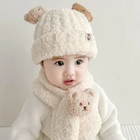 Baby Hats Winter Kids Beanie Hat Plush Scarf Warm Ear Protection Caps Windproof Knitted Earflaps Hat Chlidren Baby Stuff 3