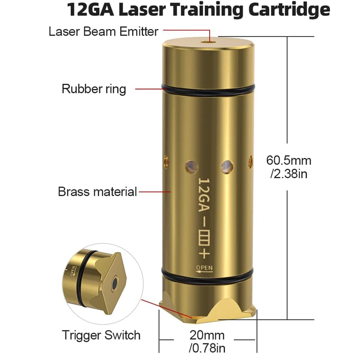 12GA 9mm Dry Fire 9x19mm/7.62x39/380ACP/223Rem Laser Cartridge For Practice Laser Training Bullet Trainer Cartridge Bore Sight