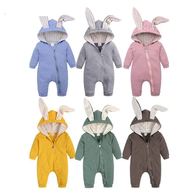 Tops Spring Autumn Clothes For Newborn Mother Baby Jumpsuit For Children Big Ear Clothes Zipper Cute Style Romper 0-2 Years