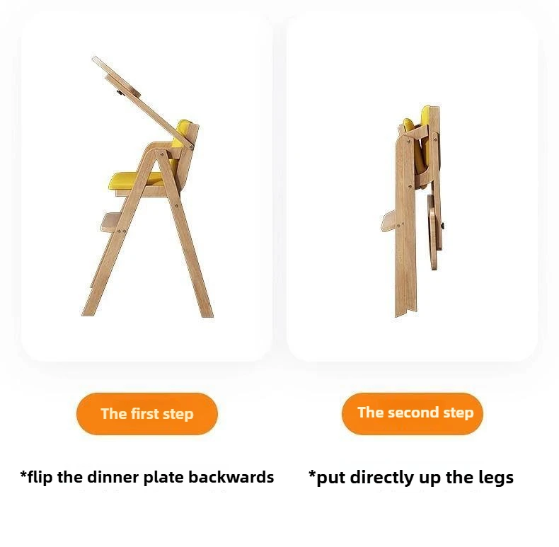 Pure Solid Wood Children's Dining Chair Baby Foldable Dining Chair