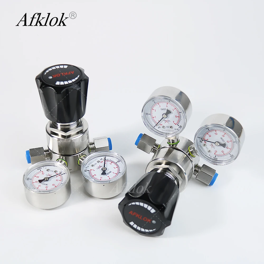 고순도 스테인리스 스틸 R11 1/4인치 NPT 이산화탄소 가스 산소 아르곤용 이중 스틸 게이지 가스 압력 조절기