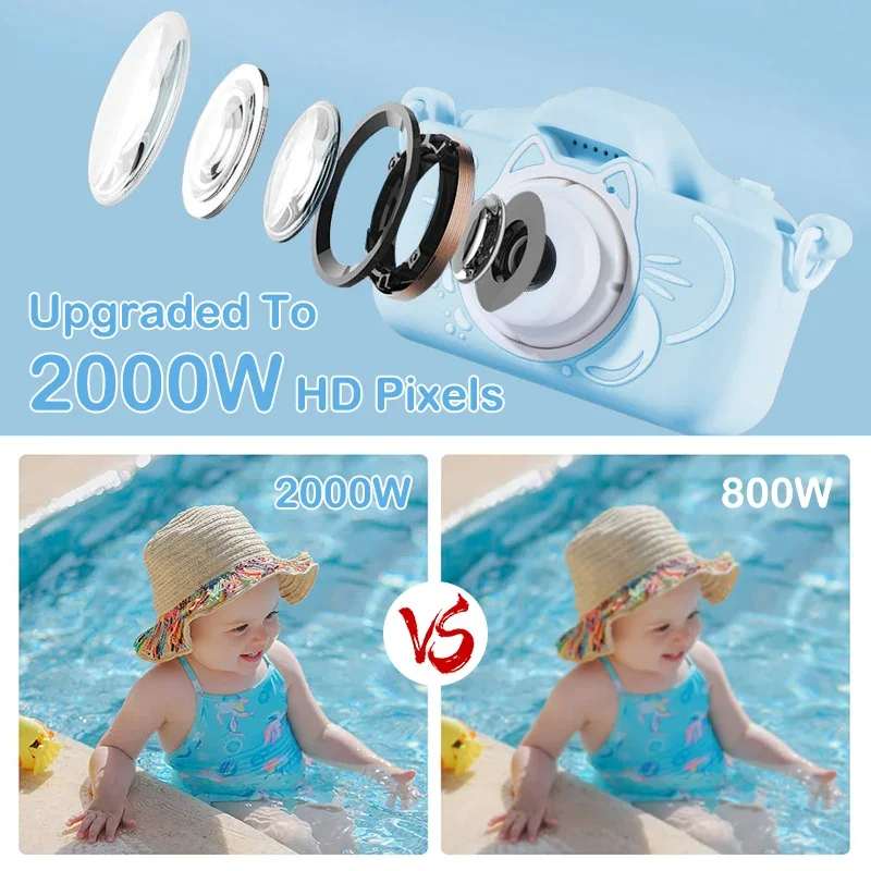 Children's Camera 2 Inch Dual Camera 1080P HD Screen Kids Digital Outdoor Photography Video Mini Educational Toys