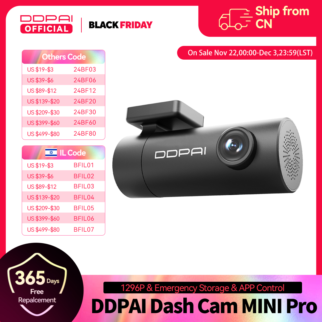 DDPAI Dash Cam Mini Pro 1296P Wifi Voice Control Car DVR Camera Dashcam Night Vision Dash Camera Recorder 24H Parking Monitor