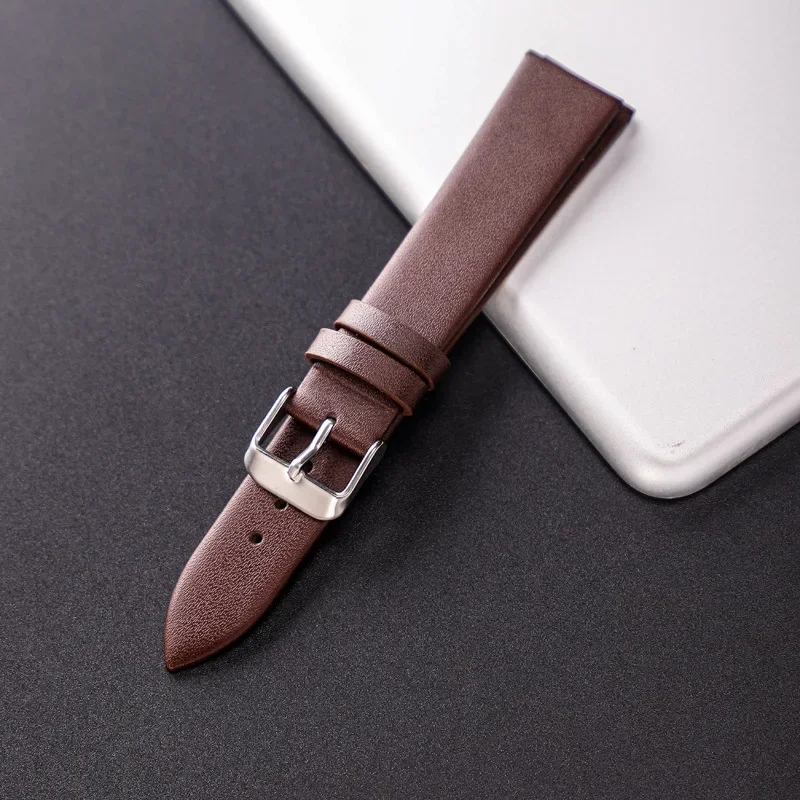Ultra-Thin Colorful Cowhide Leather Watch Strap with Needle Pattern Design
