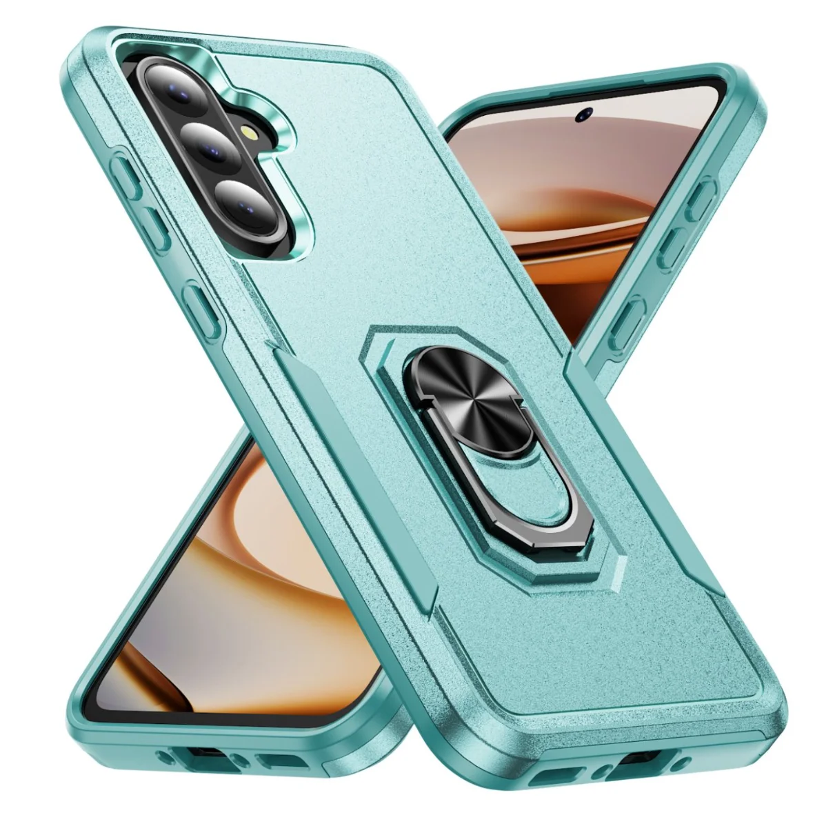 Rugged Military Armor Ring Bracket Phone Case - Dual Layer Shockproof Protection Cover