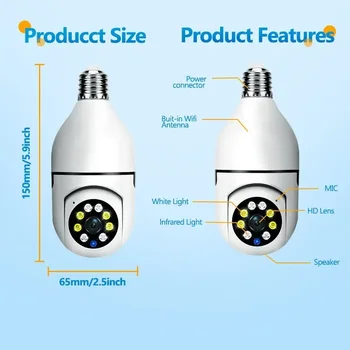 V380 APP Bulb E27 Surveillance Camera Full Color Night Vision Automatic Human Tracking Zoom Indoor Security Monitor Wifi Camera 1