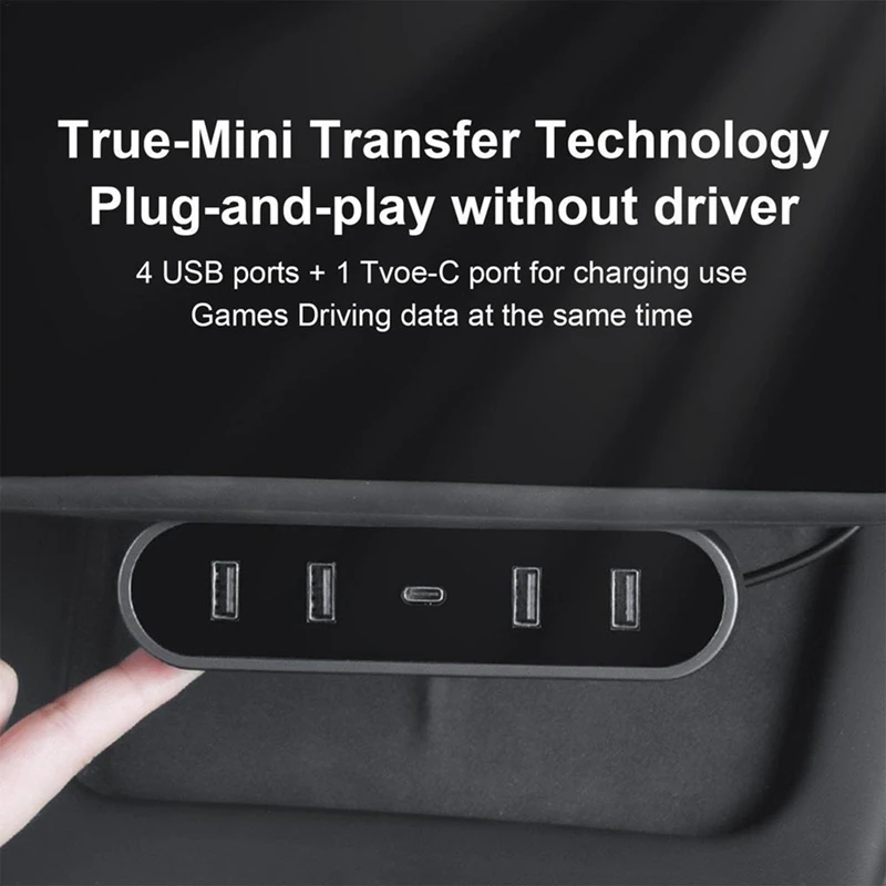 For Tesla Model 3 Model Y Docking Station HUB Under Screen 4 USB Shunt Adapter Charger Splitter Extension Parts Accessories