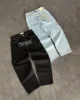 Vintage PROTECT Jeans Y2K Mens Pants Harajuku Hip Hop Letter Embroidery Blue Baggy Jeans High Waist Wide Leg Trouser Streetwear 1
