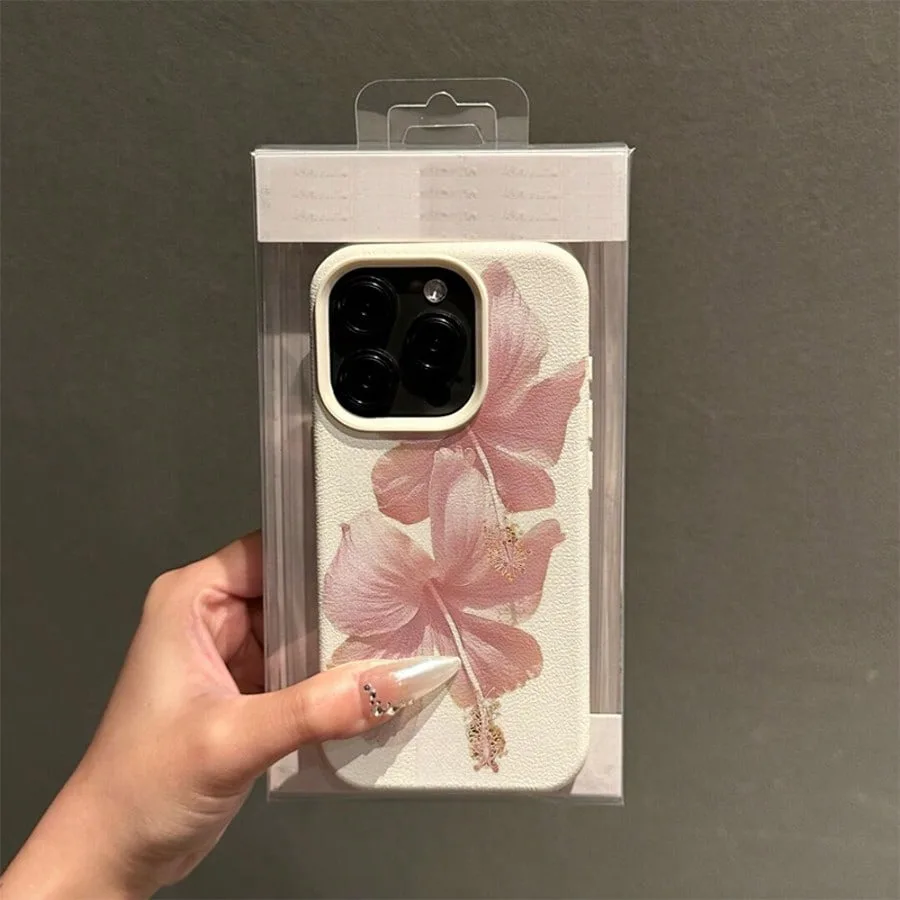 Pink Hibiscus Elegant High Aesthetic Anti-Drop Phone Case