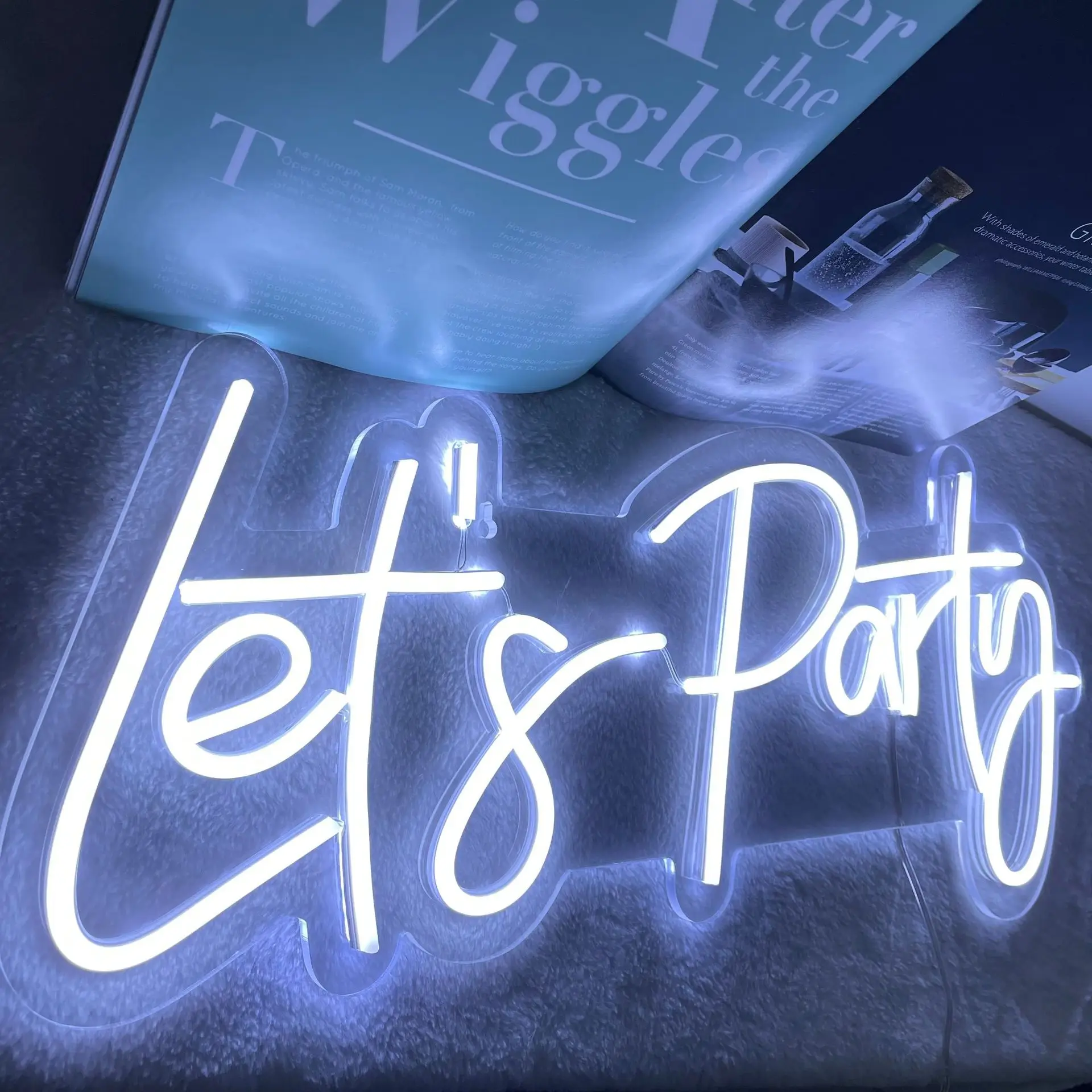 Lets Party-LED 네온 사인 벽 장식, 생일 축하 네온 불빛 사인 네온 불빛 사인 파티 장식 USB