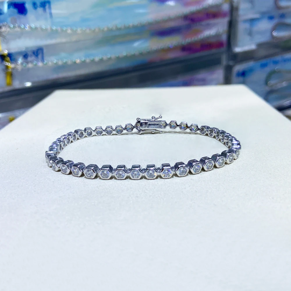 Trendy Beehive Tennis Bracelet 925 Sterling Silver Full 5A Zircon Sparking Jewelry for Women Lady Party Birthday Gift 3