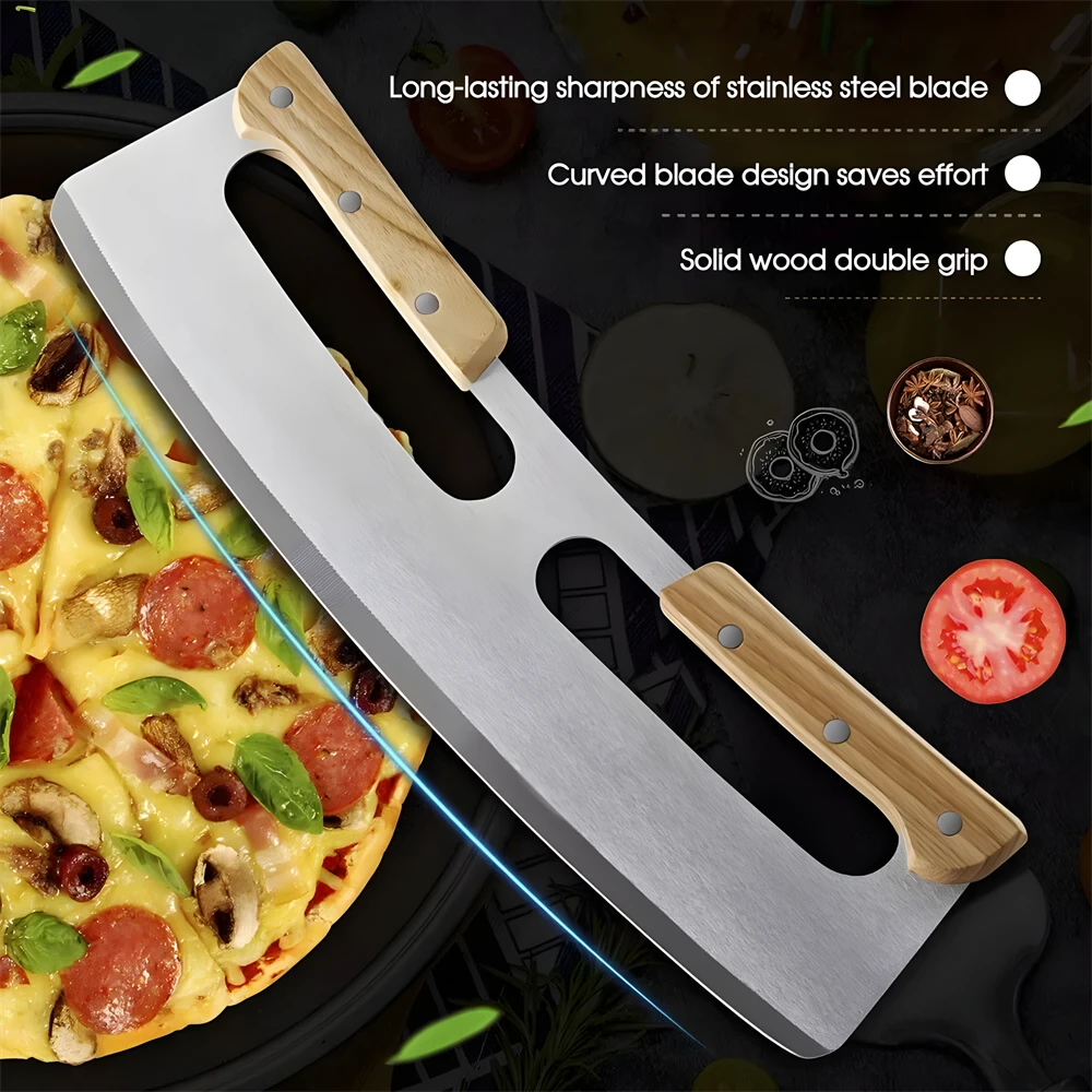 Pizza Knife Stainless Steel Pizza Slicer Rocker Blade Knife Cutters with Protective Cover Baking Tool Kitchen Tools