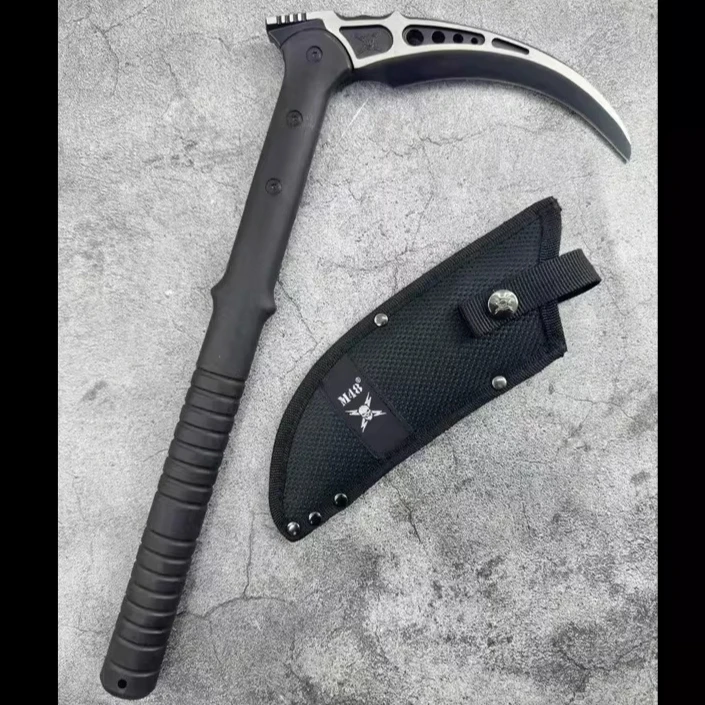 47cm 야외 EDC 다기능 스테인레스 스틸 캠핑 전술 낫 수확기 자동차 비상 도구 (블레이드 없음)