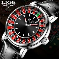 LIGE montres de luxe créatives hommes Roulette jeu cadran mode hommes montre étanche lumineux Quartz montres Relojs Hombre + boîte 1